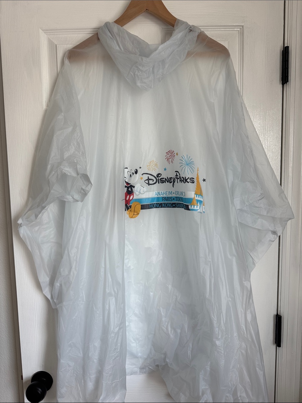 Disney Mickey Graphic White Poncho with Multicolor Details
